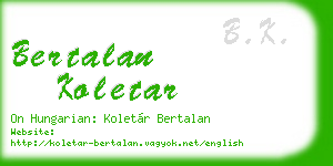 bertalan koletar business card