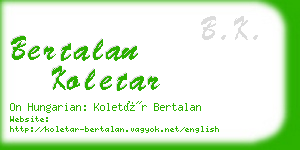bertalan koletar business card